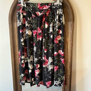 Banana Republic Black Floral A-Line Skirt